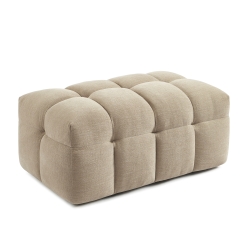 Ensemble canapé droit 3 places + pouf MOODY tissu lin beige