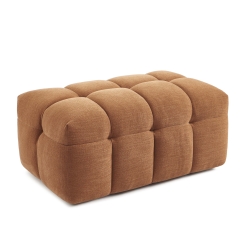 Ensemble canapé droit 3 places + pouf MOODY tissu lin écureuil