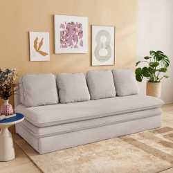 Banquette convertible NOMA 3 places tissu bouclette beige