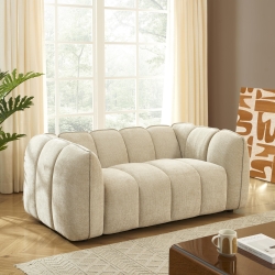 Ensemble canapés droits fixes 3+2 MATILDA tissu chenille beige