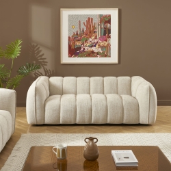 Ensemble canapés droits fixes 3+2 MATILDA tissu chenille beige