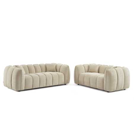 Ensemble canapés droits fixes 3+2 MATILDA tissu chenille beige