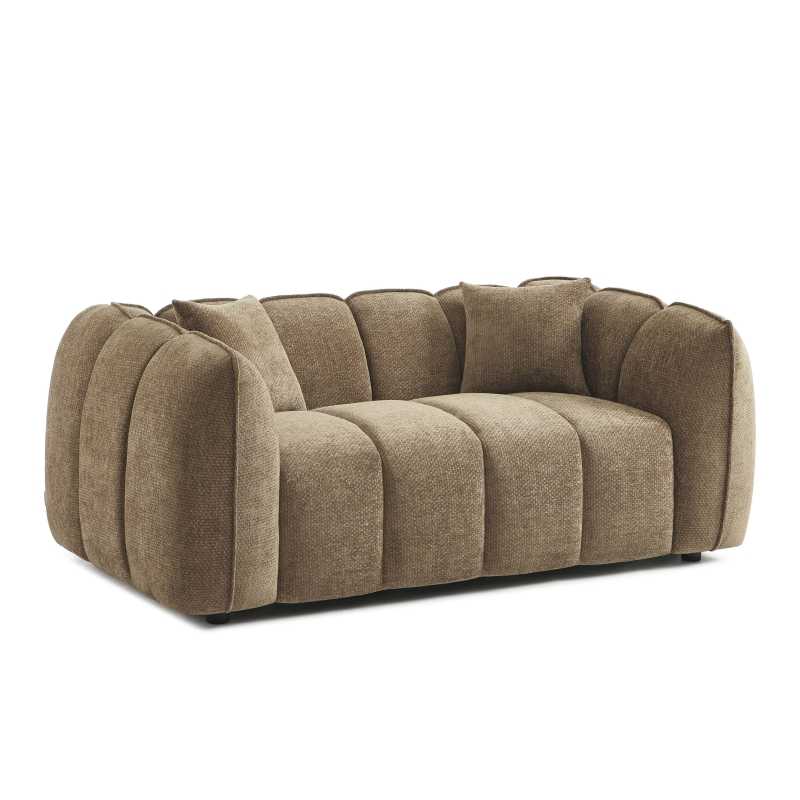 Ensemble canapés droits fixes 3+2 MATILDA tissu chenille marron