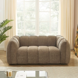 Ensemble canapés droits fixes 3+2 MATILDA tissu chenille marron