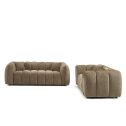 Ensemble canapés droits fixes 3+2 MATILDA tissu chenille marron