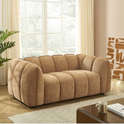 Ensemble canapés droits fixes 3+2 MATILDA tissu chenille terracotta