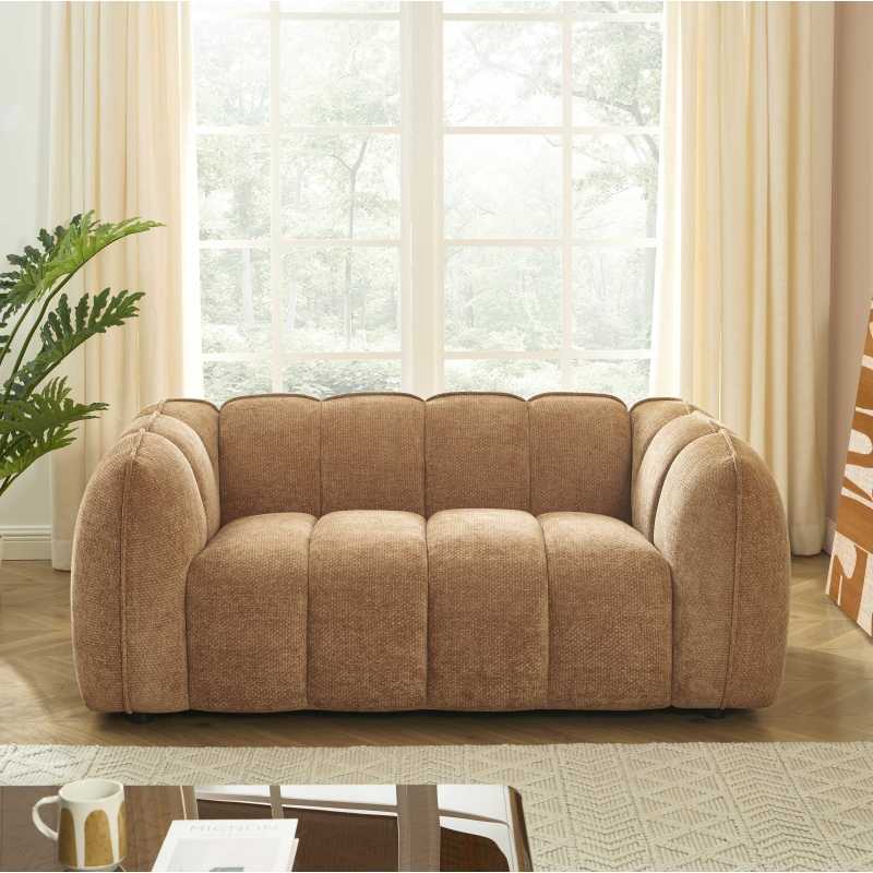 Ensemble canapés droits fixes 3+2 MATILDA tissu chenille terracotta