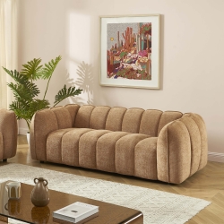 Ensemble canapés droits fixes 3+2 MATILDA tissu chenille terracotta