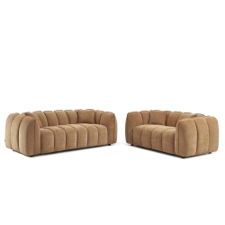 Ensemble canapés droits fixes 3+2 MATILDA tissu chenille terracotta