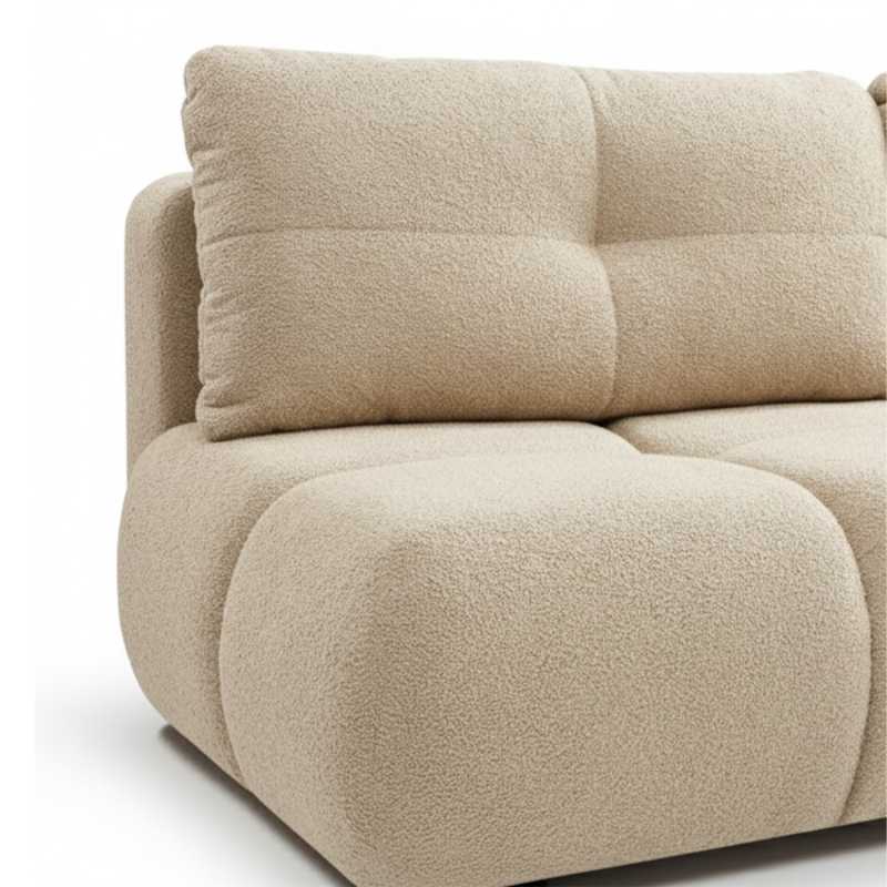 Canapé droit convertible TASCA 3 places tissu bouclette taupe