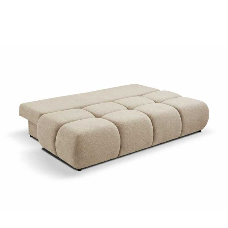 Canapé droit convertible TASCA 3 places tissu bouclette taupe