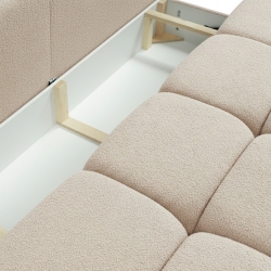 Canapé droit convertible TASCA 3 places tissu bouclette taupe