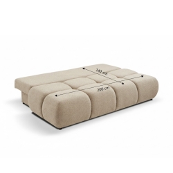 Canapé droit convertible TASCA 3 places tissu bouclette taupe