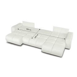 Canapé panoramique convertible SORELLA 6 places tissu chenille écru