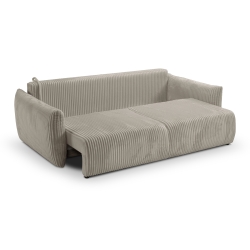 Canapé droit convertible GLORIA 3 places velours côtelé taupe