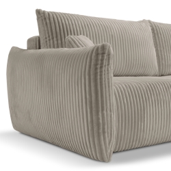 Canapé droit convertible GLORIA 3 places velours côtelé taupe