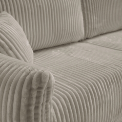 Canapé droit convertible GLORIA 3 places velours côtelé taupe