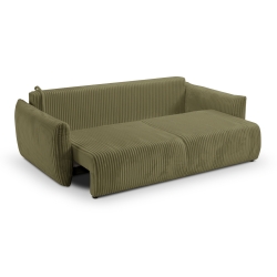 Canapé droit convertible GLORIA 3 places velours côtelé vert sauge