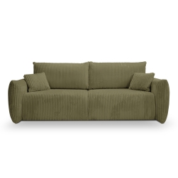 Canapé droit convertible GLORIA 3 places velours côtelé vert sauge