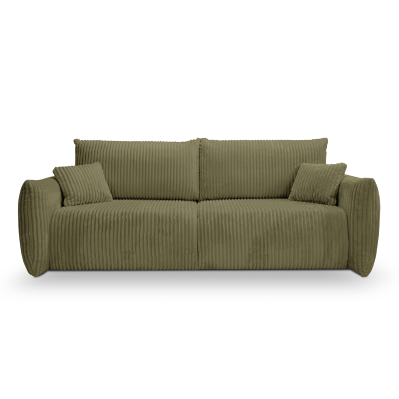 Canapé droit convertible GLORIA 3 places velours côtelé vert sauge