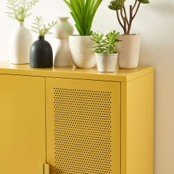 Buffet PANTONE métal jaune moutarde h100cm