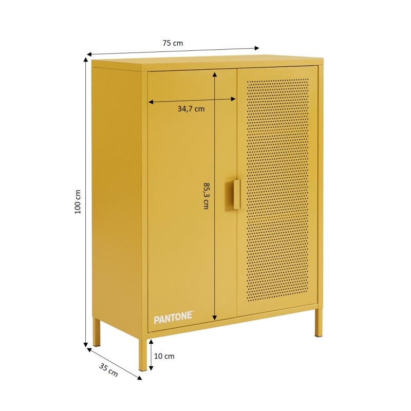 Buffet PANTONE métal jaune moutarde h100cm