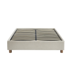 Lit coffre KORALL 160x200 tissu beige lin sommier inclus