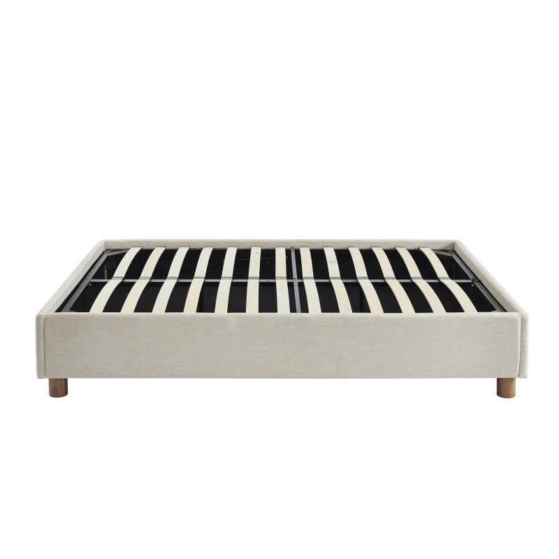 Lit coffre KORALL 160x200 tissu beige lin sommier inclus