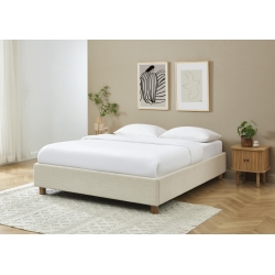 Lit coffre KORALL 160x200 tissu beige lin sommier inclus