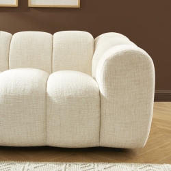 Ensemble canapés droits fixes 3+2 SUNNY tissu tweed écru