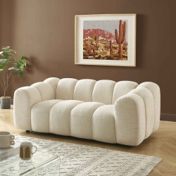 Ensemble canapés droits fixes 3+2 SUNNY tissu tweed écru