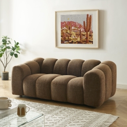 Ensemble canapés droits fixes 3+2 SUNNY tissu tweed marron