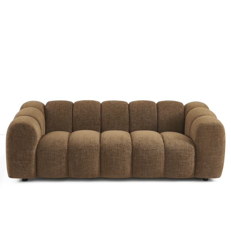 Ensemble canapés droits fixes 3+2 SUNNY tissu tweed marron