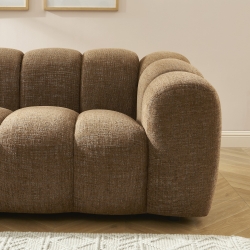 Ensemble canapés droits fixes 3+2 SUNNY tissu tweed marron