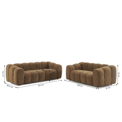 Ensemble canapés droits fixes 3+2 SUNNY tissu tweed marron