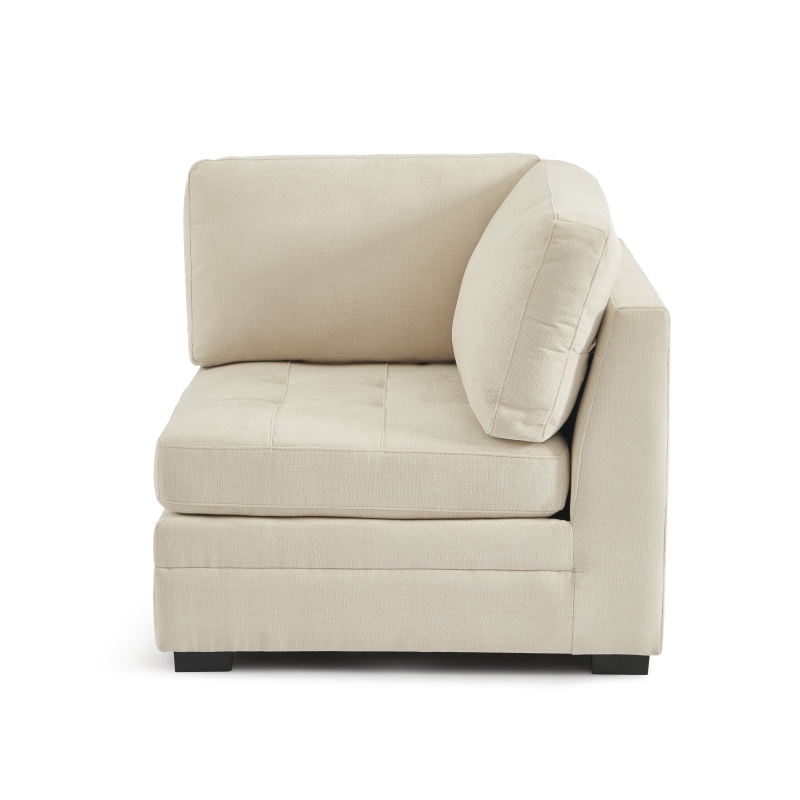 Canapé droit modulable 3 pièces BILLIE tissu chenille beige