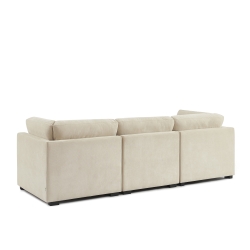 Canapé droit modulable 3 pièces BILLIE tissu chenille beige