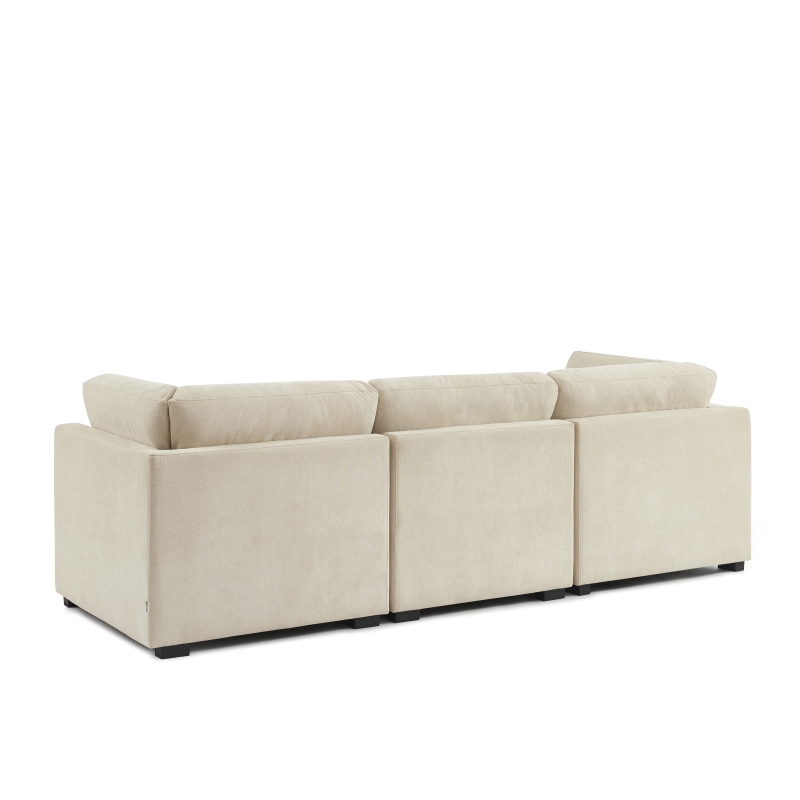 Canapé droit modulable 3 pièces BILLIE tissu chenille beige
