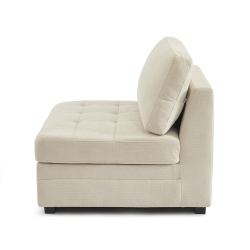 Canapé droit modulable 3 pièces BILLIE tissu chenille beige