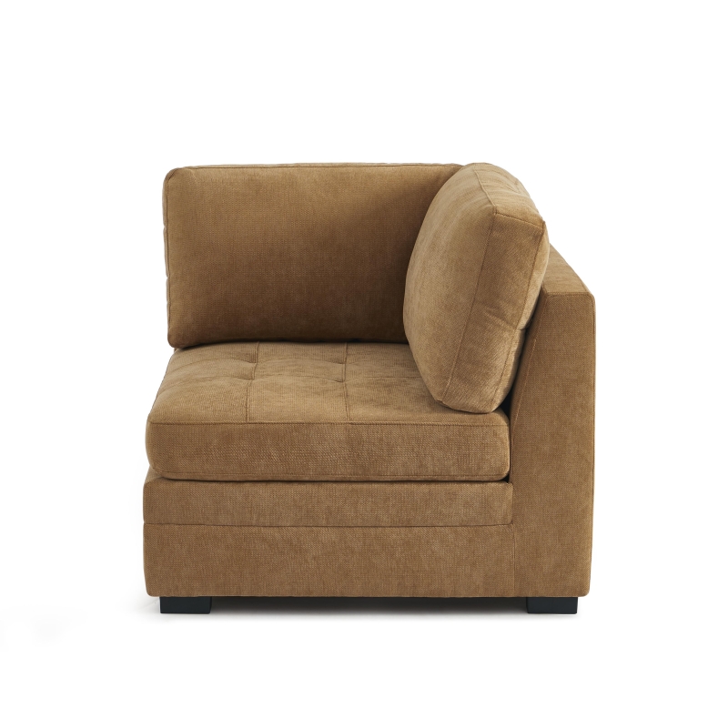 Canapé droit modulable 3 pièces BILLIE tissu chenille écureuil