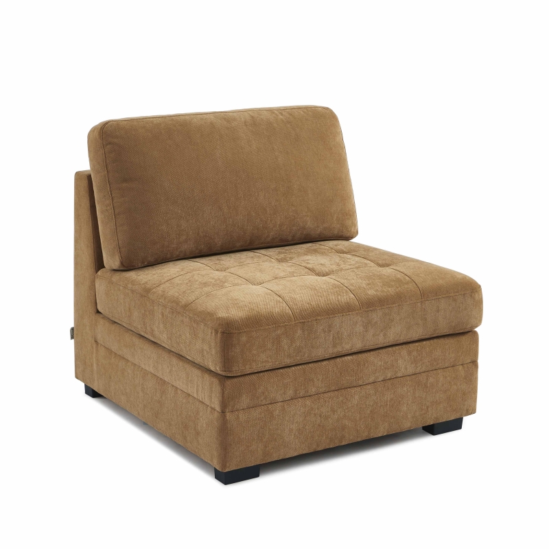 Canapé droit modulable 3 pièces BILLIE tissu chenille écureuil