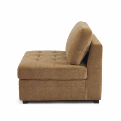 Canapé droit modulable 3 pièces BILLIE tissu chenille écureuil