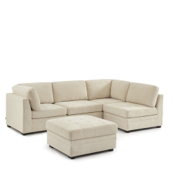 Canapé d'angle modulable 5 pièces BILLIE tissu chenille beige