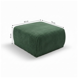 Pouf GLORIA velours côtelé vert kaki