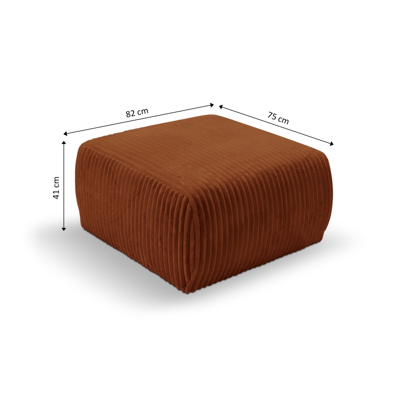 Pouf GLORIA velours côtelé terracotta