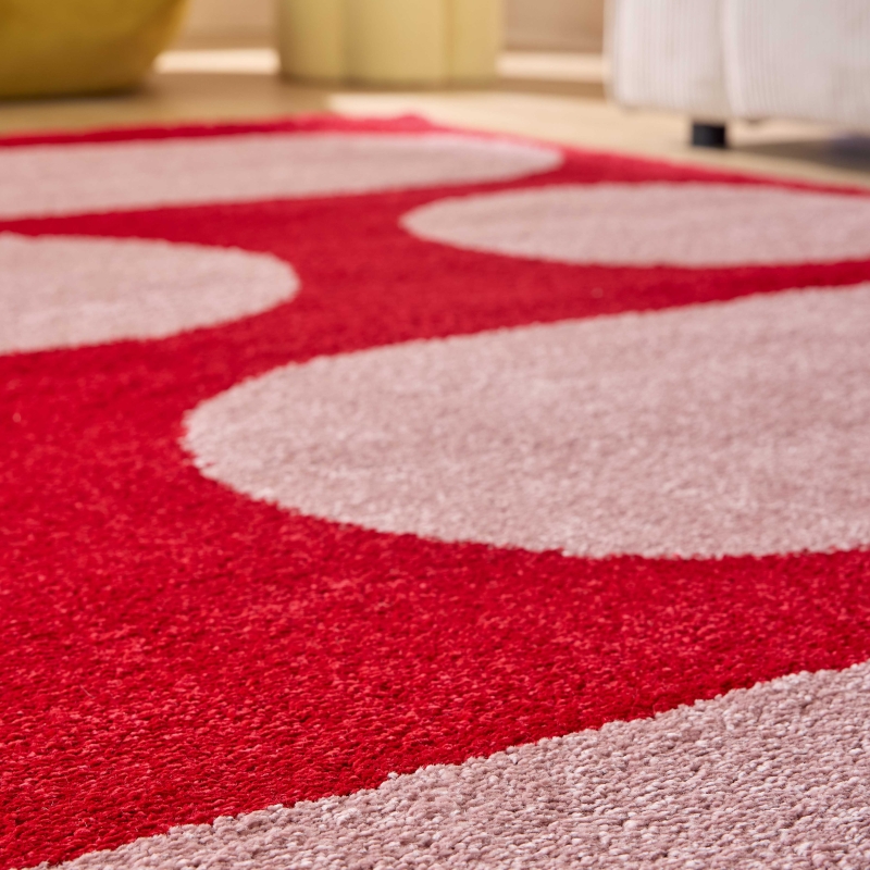 Tapis Abby rouge motif rétro 80x140 cm