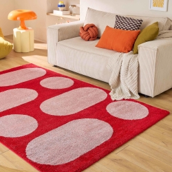 Tapis Abby rouge motif rétro 160x230 cm