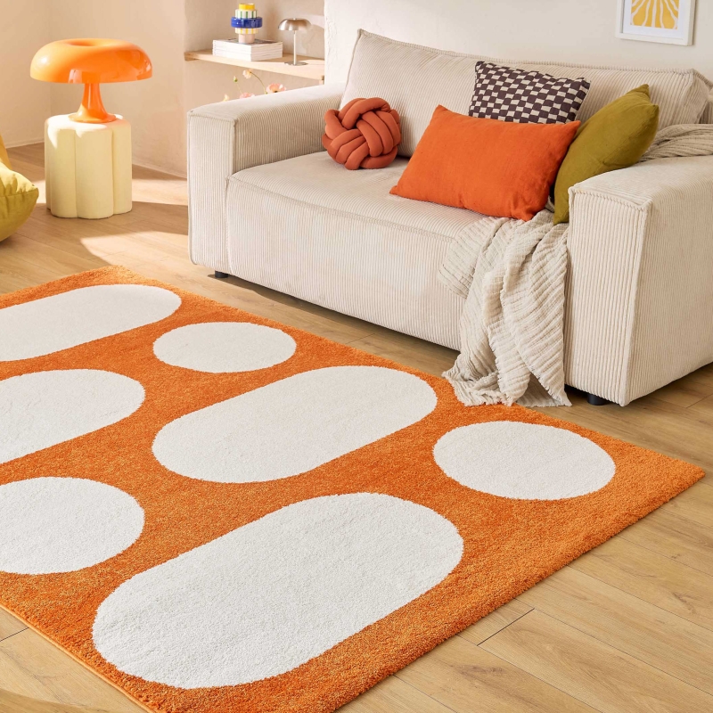 Tapis Abby orange motif rétro 160x230 cm