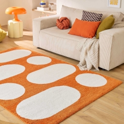 Tapis Abby orange motif rétro 200x280 cm