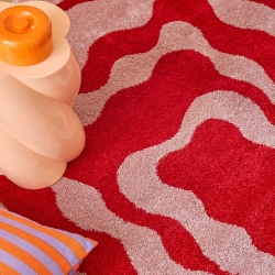 Tapis ABBY rouge motif vintage 120x160 cm